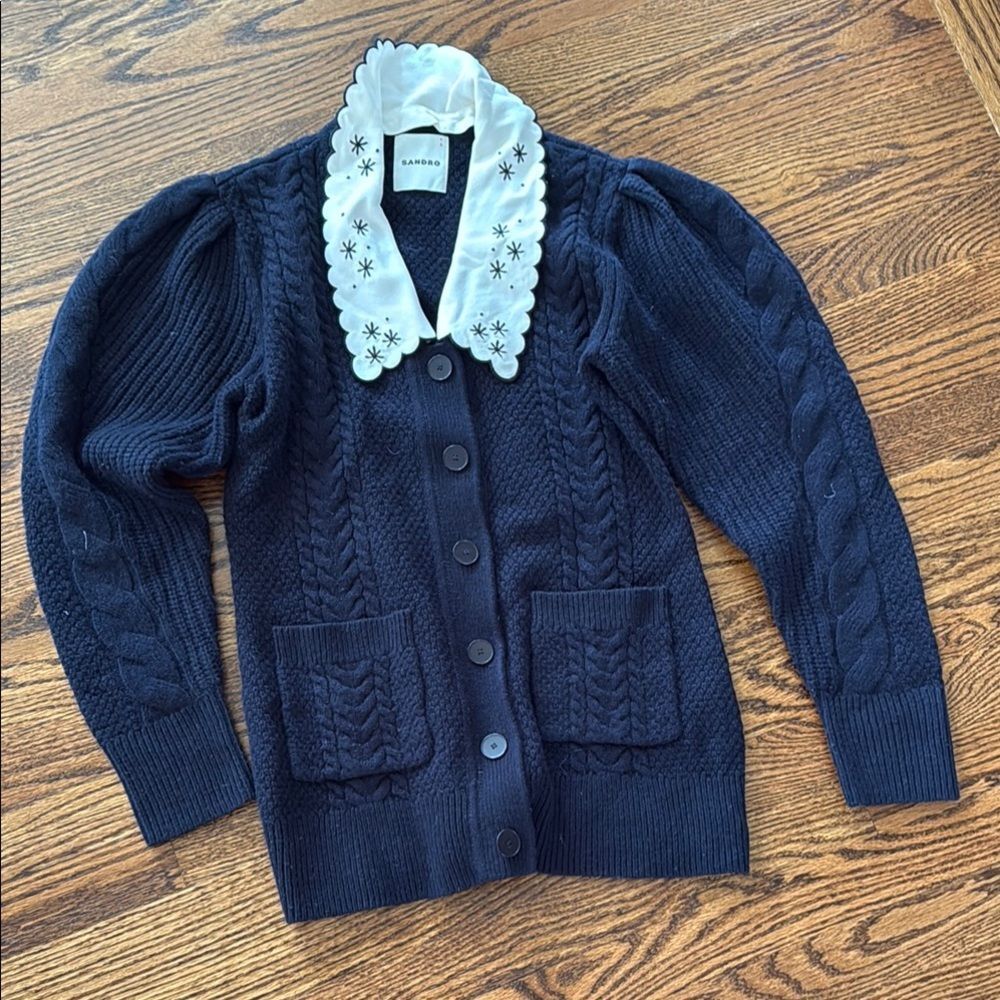 Sandro Embroidered
Knit Cardigan Sweater - Picture 4 of 7